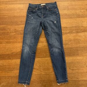 Madewell High Riser Skinny Skinny distressed medium wash jeans pants sz 27
 b26